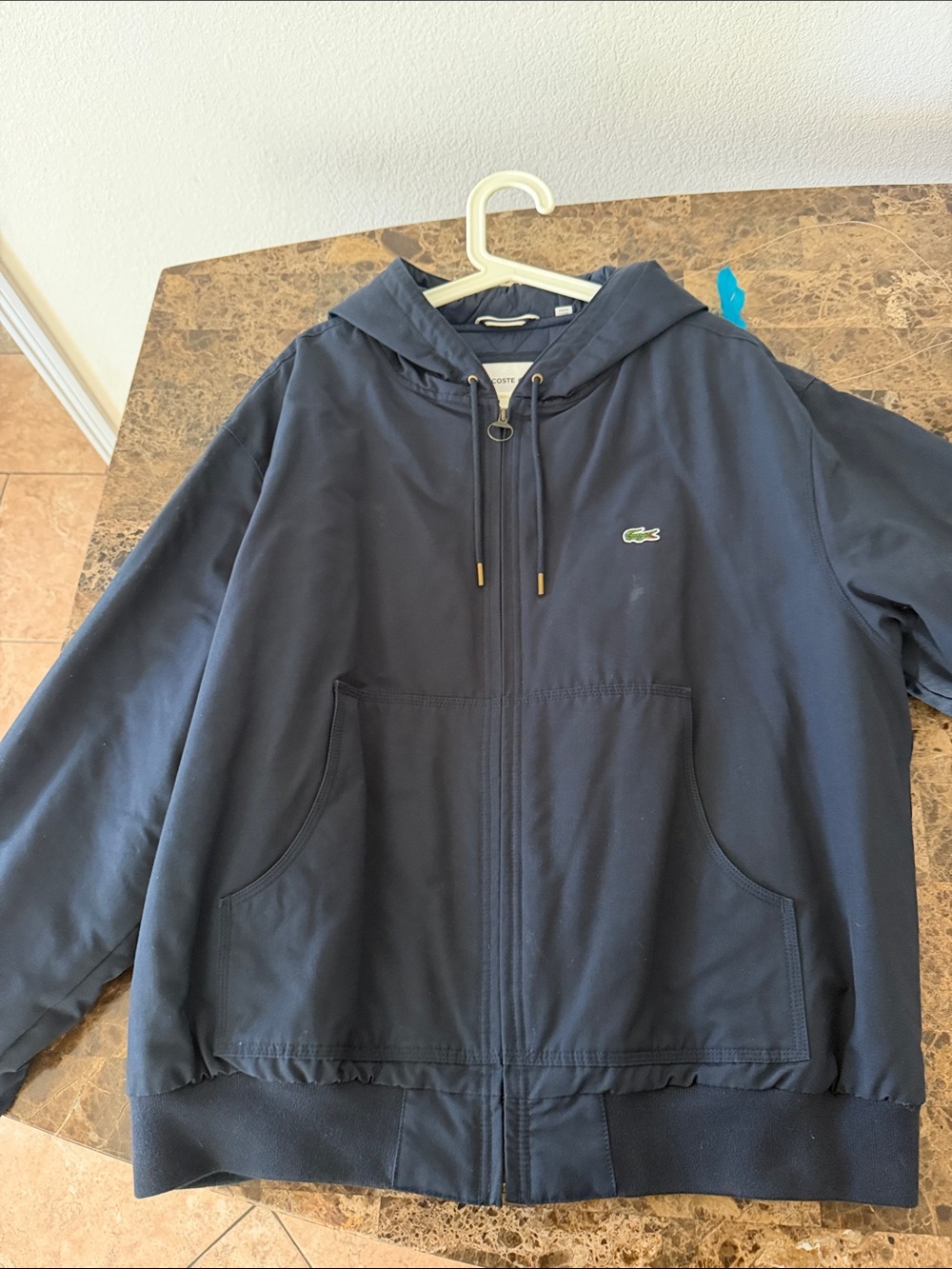 Lacoste Men’s Navy Hooded Windbreaker Jacket